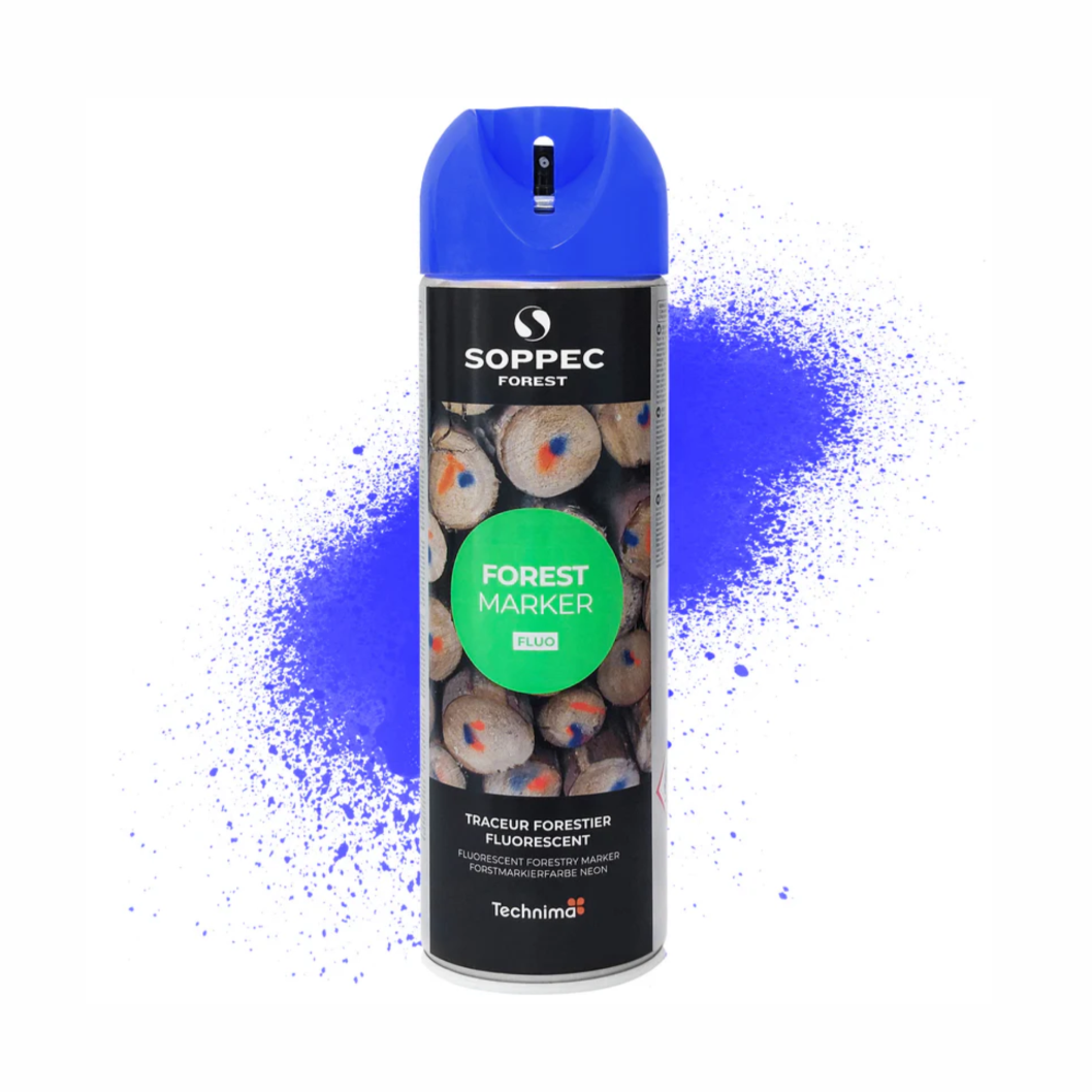 Фарба для маркування деревини SOPPEC Forest Marker, 500мл, синя. Стійкість до 12 місяців.